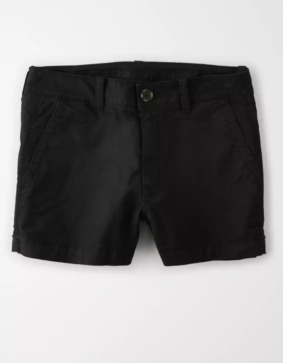 Shorts American Eagle AE High-Waisted Khaki Noir Femme | JWZ-36798097